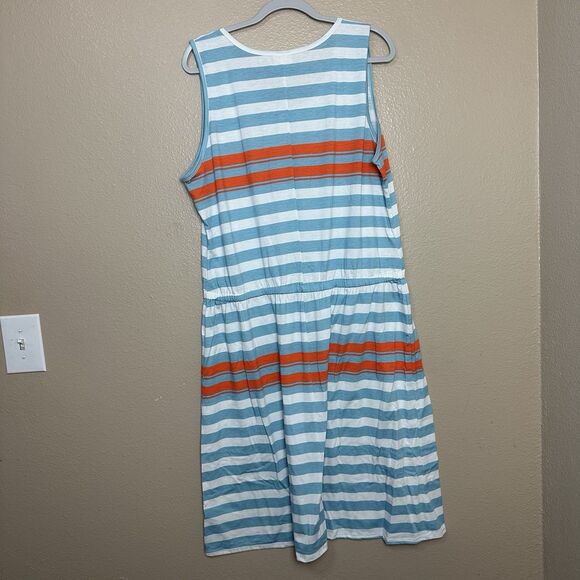 LuLaRoe Tank Dress Woman’s Size 3XL Blue Orange White Striped Soft Stretch Knit - Picture 2 of 6